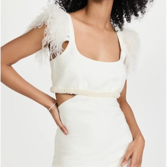 LIKELY Taliah mini Dress size 2 White Feather Trim - Picture 3 of 8